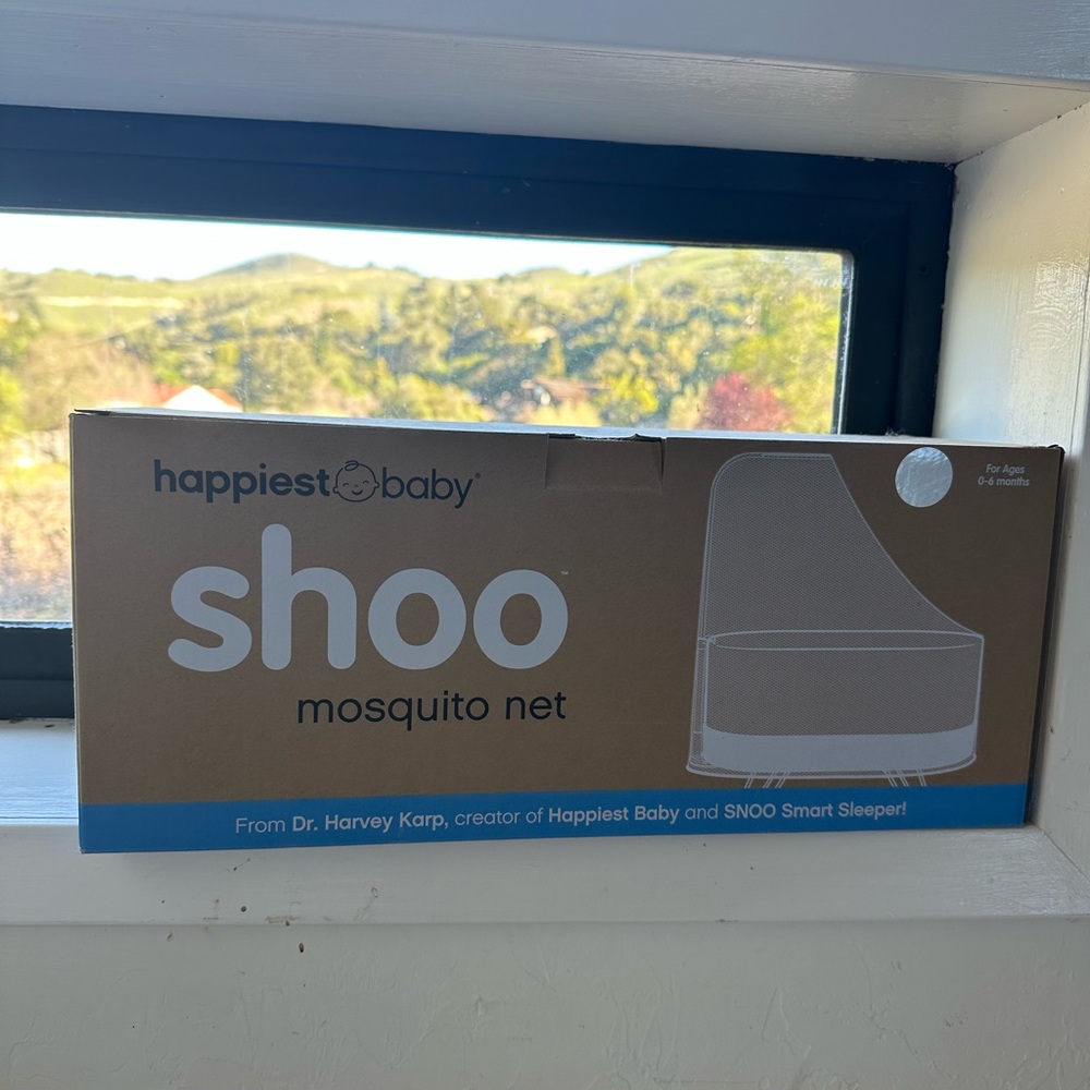 happiest baby shoo mosquito net - tan & blue box